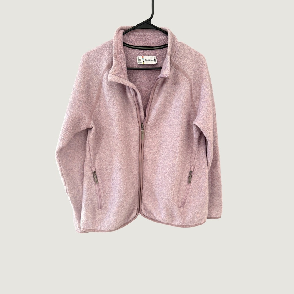Smartwool Womens XL Lavender Heathered Wool Blend Full Zip Jacket Mock Neck